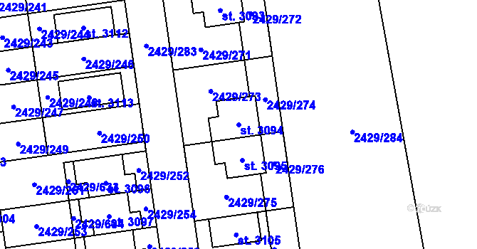 Parcela st. 3094 v KÚ Valcha, Katastrální mapa