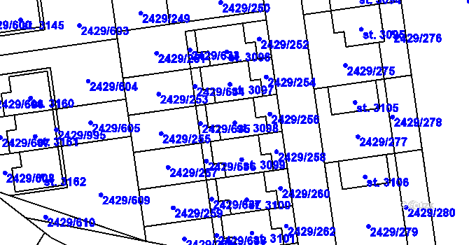 Parcela st. 3098 v KÚ Valcha, Katastrální mapa