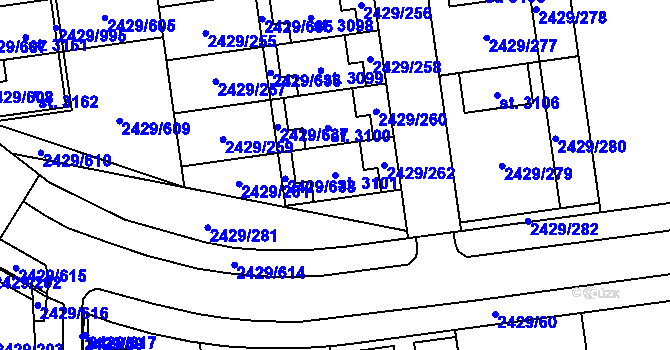 Parcela st. 3101 v KÚ Valcha, Katastrální mapa