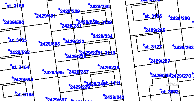 Parcela st. 3110 v KÚ Valcha, Katastrální mapa