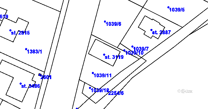 Parcela st. 3119 v KÚ Valcha, Katastrální mapa