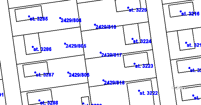 Parcela st. 2429/817 v KÚ Valcha, Katastrální mapa