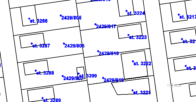 Parcela st. 2429/818 v KÚ Valcha, Katastrální mapa