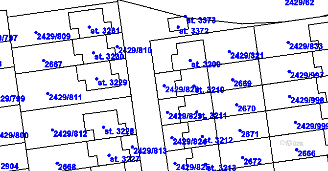 Parcela st. 2429/822 v KÚ Valcha, Katastrální mapa