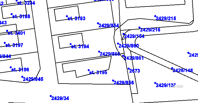 Parcela st. 2429/855 v KÚ Valcha, Katastrální mapa