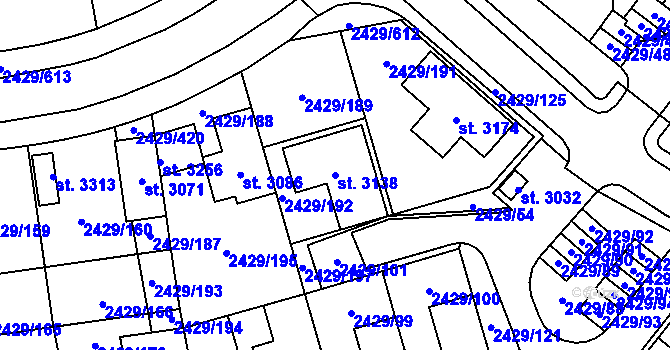 Parcela st. 3138 v KÚ Valcha, Katastrální mapa