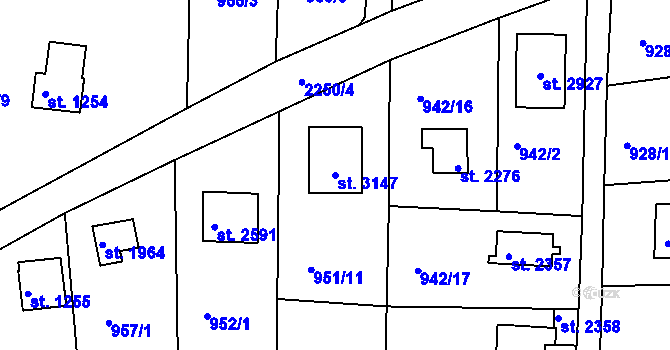 Parcela st. 3147 v KÚ Valcha, Katastrální mapa
