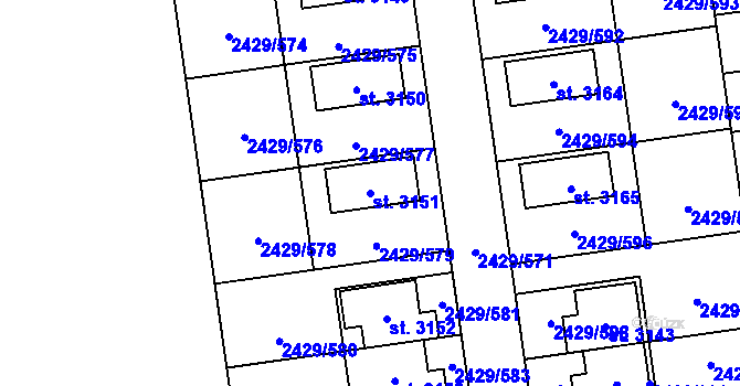 Parcela st. 3151 v KÚ Valcha, Katastrální mapa