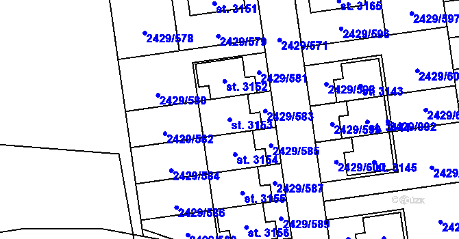 Parcela st. 3153 v KÚ Valcha, Katastrální mapa