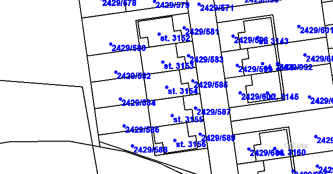 Parcela st. 3154 v KÚ Valcha, Katastrální mapa