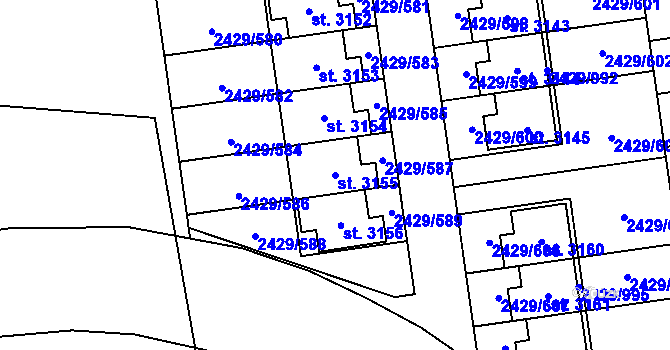 Parcela st. 3155 v KÚ Valcha, Katastrální mapa