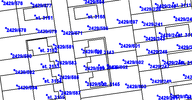 Parcela st. 3143 v KÚ Valcha, Katastrální mapa