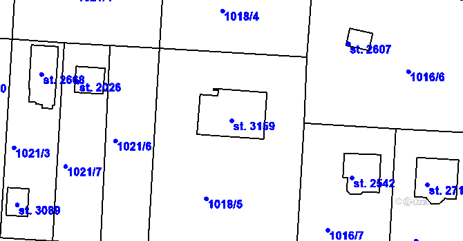 Parcela st. 3159 v KÚ Valcha, Katastrální mapa