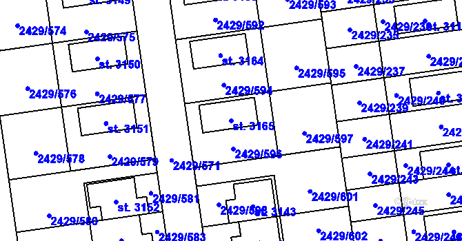 Parcela st. 3165 v KÚ Valcha, Katastrální mapa