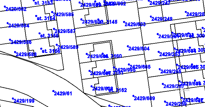 Parcela st. 3160 v KÚ Valcha, Katastrální mapa