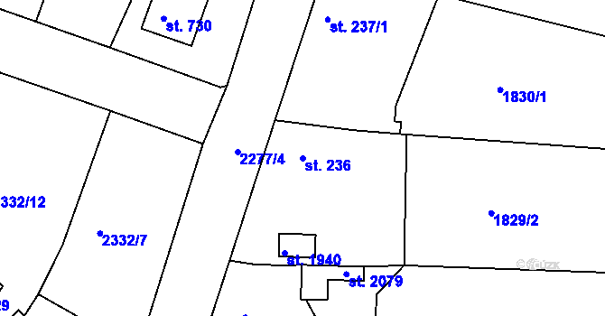Parcela st. 236 v KÚ Valcha, Katastrální mapa