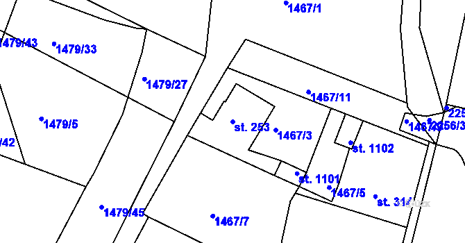 Parcela st. 253 v KÚ Valcha, Katastrální mapa