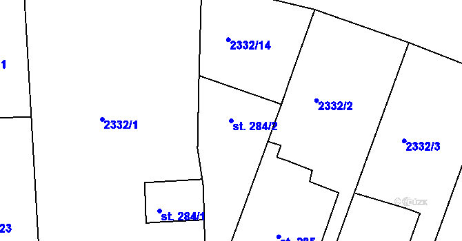 Parcela st. 284/2 v KÚ Valcha, Katastrální mapa