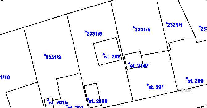 Parcela st. 292 v KÚ Valcha, Katastrální mapa