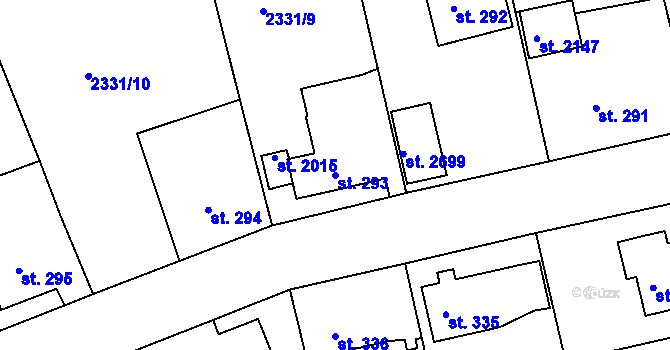 Parcela st. 293 v KÚ Valcha, Katastrální mapa