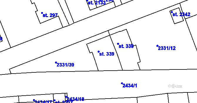 Parcela st. 339 v KÚ Valcha, Katastrální mapa