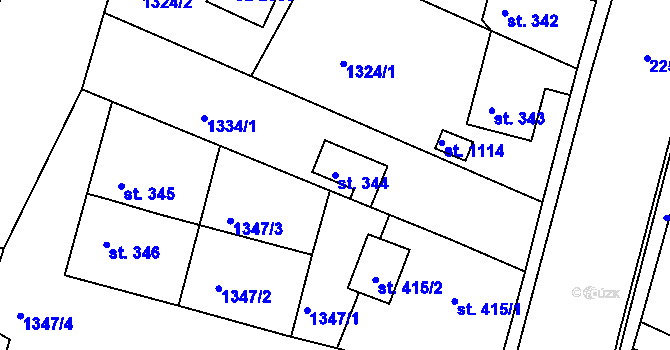 Parcela st. 344 v KÚ Valcha, Katastrální mapa