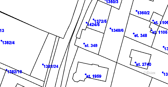 Parcela st. 349 v KÚ Valcha, Katastrální mapa