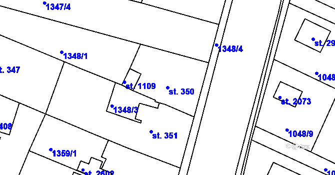 Parcela st. 350 v KÚ Valcha, Katastrální mapa