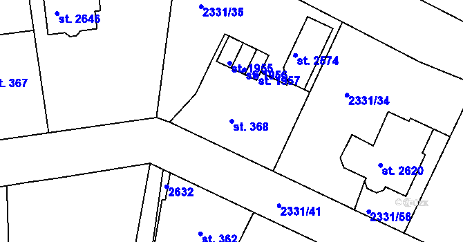 Parcela st. 368 v KÚ Valcha, Katastrální mapa