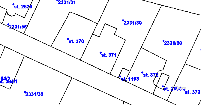 Parcela st. 371 v KÚ Valcha, Katastrální mapa