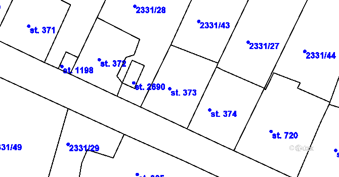 Parcela st. 373 v KÚ Valcha, Katastrální mapa