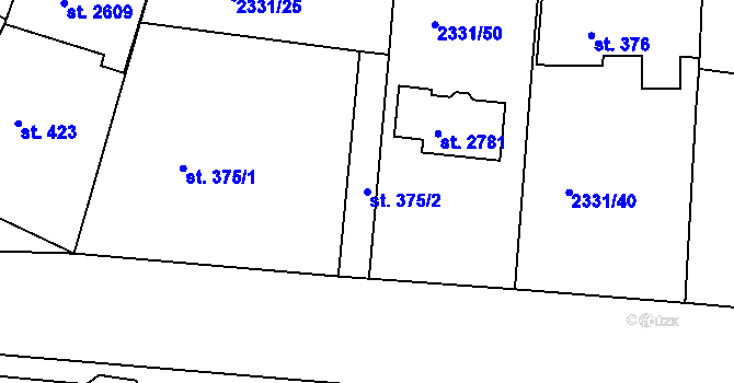 Parcela st. 375/2 v KÚ Valcha, Katastrální mapa