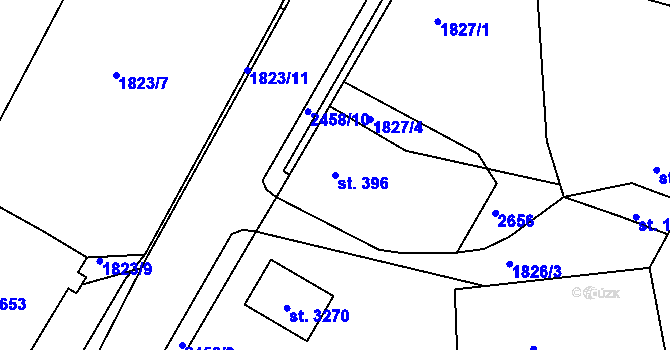 Parcela st. 396 v KÚ Valcha, Katastrální mapa