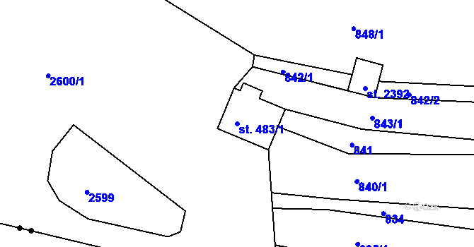 Parcela st. 483/1 v KÚ Valcha, Katastrální mapa