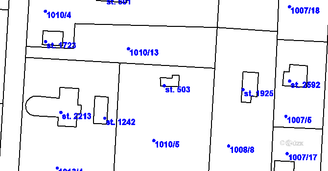 Parcela st. 503 v KÚ Valcha, Katastrální mapa