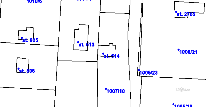 Parcela st. 514 v KÚ Valcha, Katastrální mapa