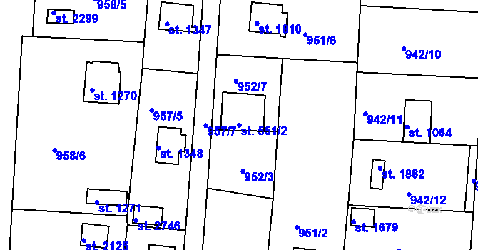 Parcela st. 551/2 v KÚ Valcha, Katastrální mapa