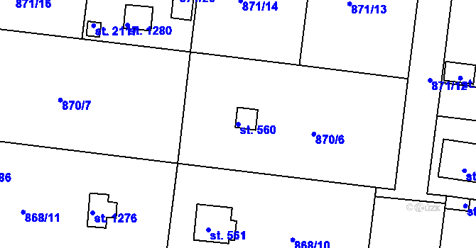 Parcela st. 560 v KÚ Valcha, Katastrální mapa