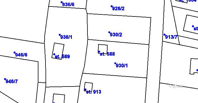 Parcela st. 588 v KÚ Valcha, Katastrální mapa