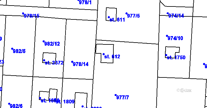 Parcela st. 612 v KÚ Valcha, Katastrální mapa