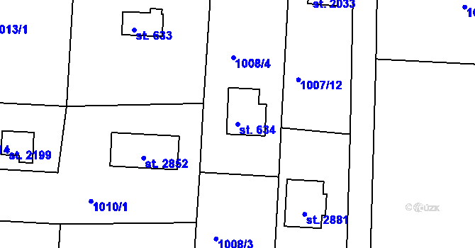 Parcela st. 634 v KÚ Valcha, Katastrální mapa