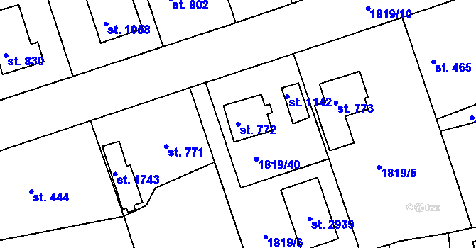 Parcela st. 772 v KÚ Valcha, Katastrální mapa