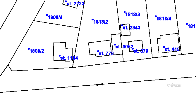Parcela st. 778 v KÚ Valcha, Katastrální mapa
