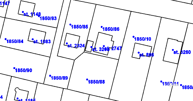 Parcela st. 805 v KÚ Valcha, Katastrální mapa
