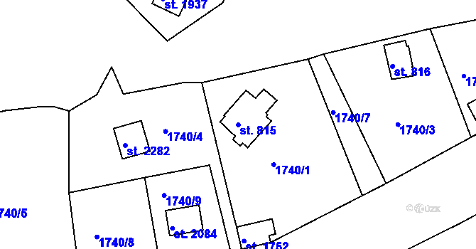 Parcela st. 815 v KÚ Valcha, Katastrální mapa
