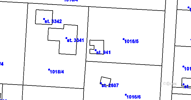 Parcela st. 941 v KÚ Valcha, Katastrální mapa