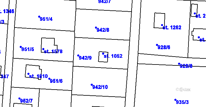 Parcela st. 1052 v KÚ Valcha, Katastrální mapa