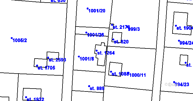 Parcela st. 1264 v KÚ Valcha, Katastrální mapa