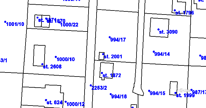 Parcela st. 2001 v KÚ Valcha, Katastrální mapa