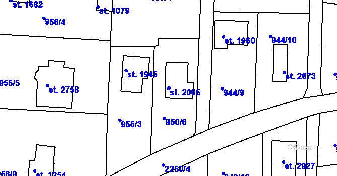 Parcela st. 2005 v KÚ Valcha, Katastrální mapa
